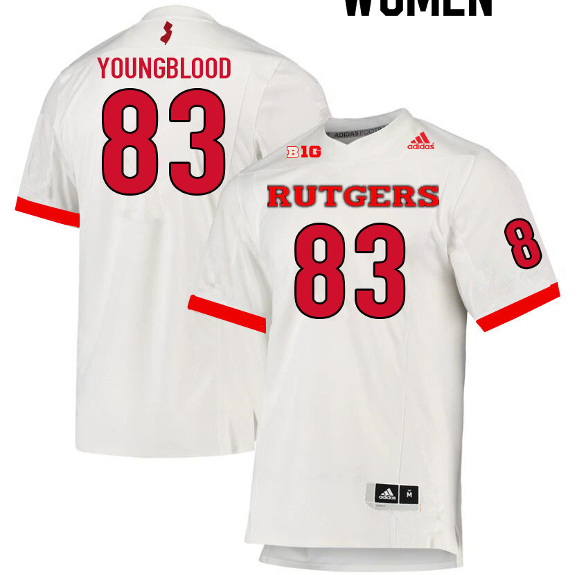 Women #83 Joshua Youngblood Rutgers Scarlet Knights College Football Jerseys Sale-White - Click Image to Close